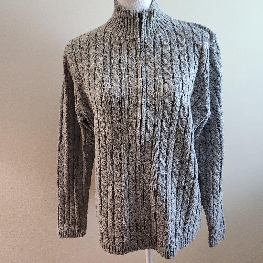 LL Bean NWOT Grey zip-front sweater, size XL